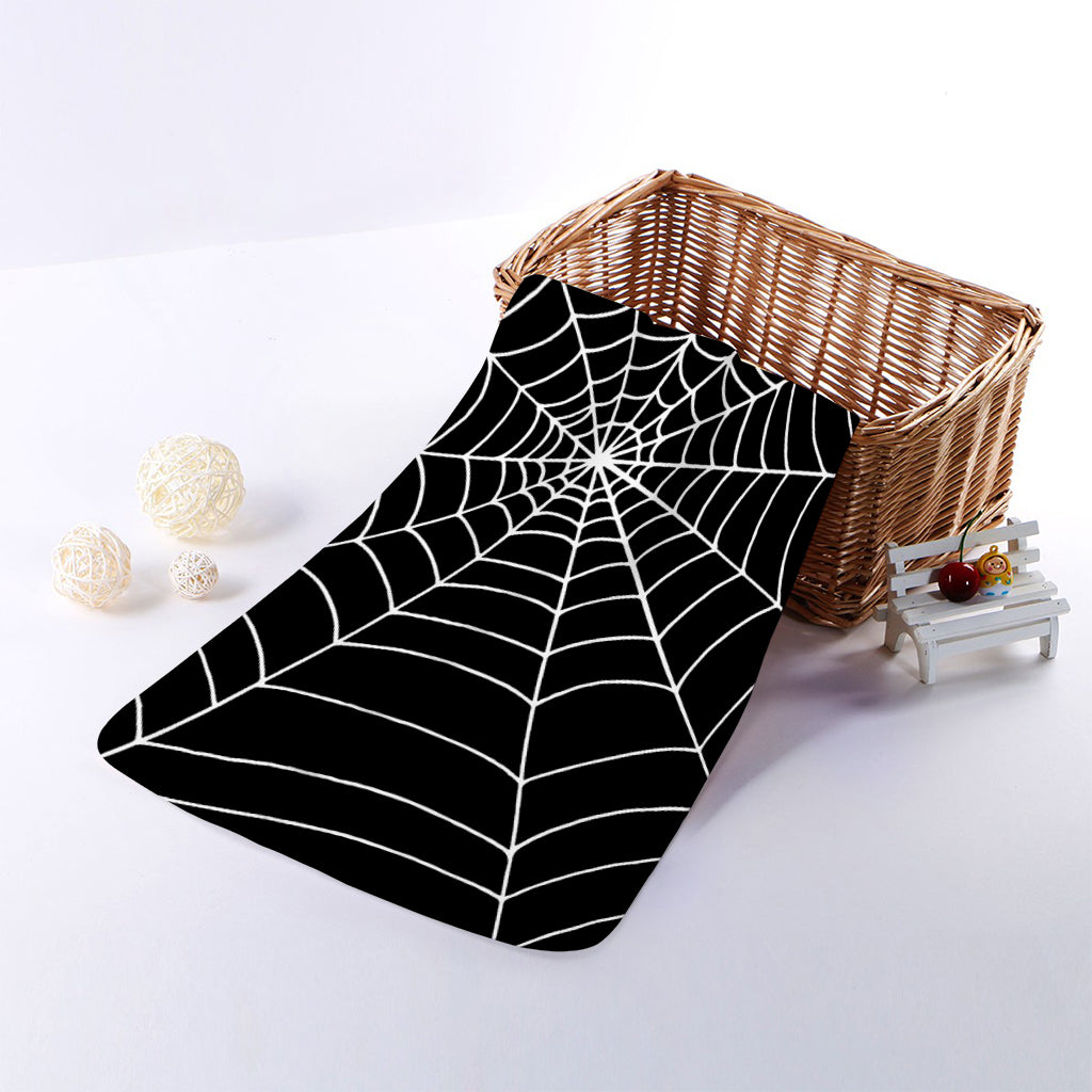 Black And White Cobweb Print Towel