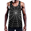 Black And White Cobweb Print Men's Workout Tank Top