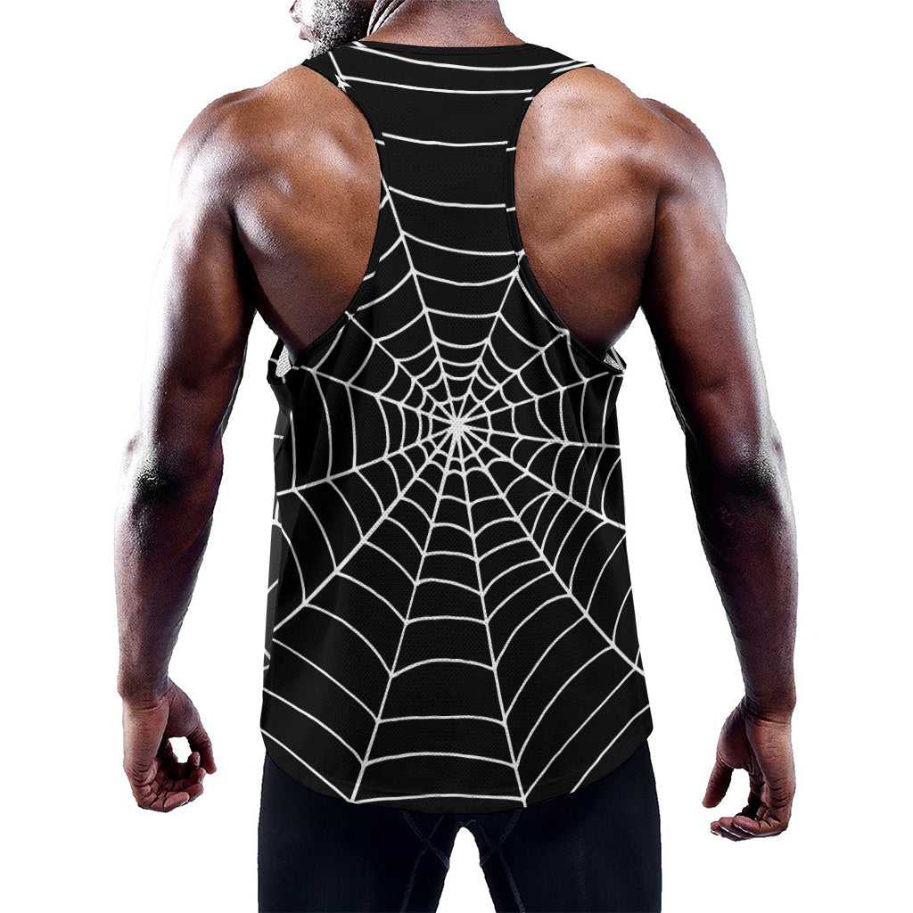Black And White Cobweb Print Training Tank Top