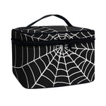 Black And White Cobweb Print Travel Makeup Bag