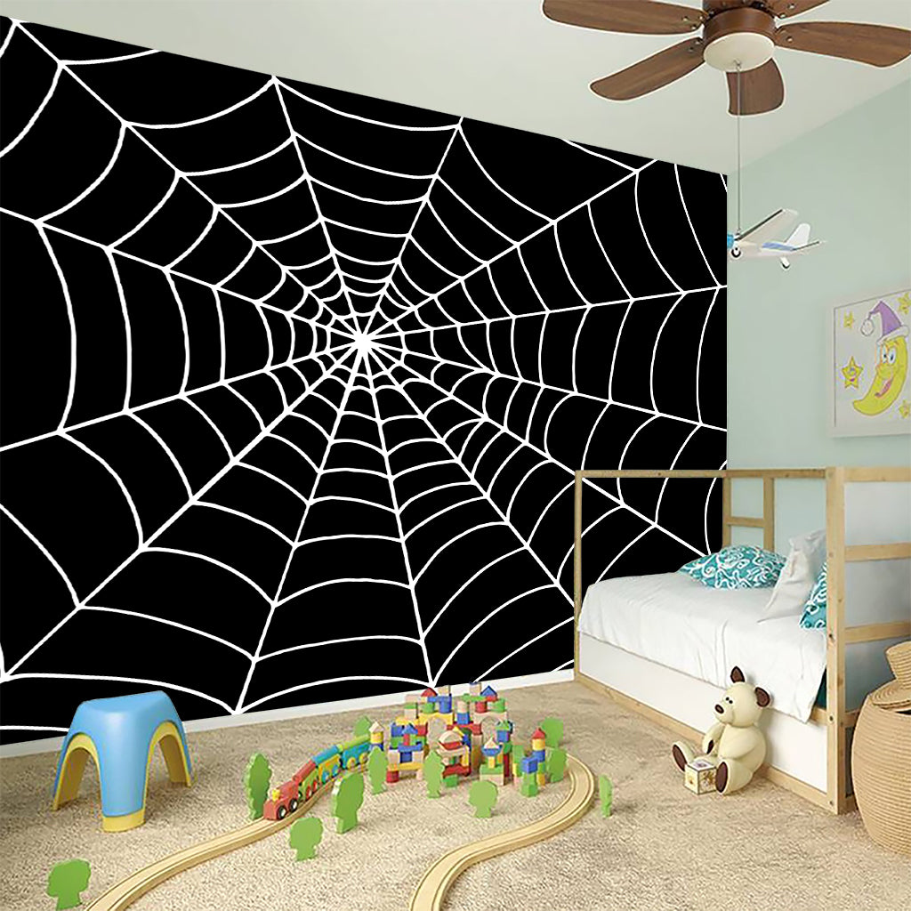 Black And White Cobweb Print Wall Sticker