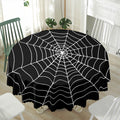Black And White Cobweb Print Waterproof Round Tablecloth