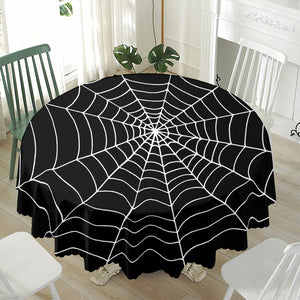 Black And White Cobweb Print Waterproof Round Tablecloth