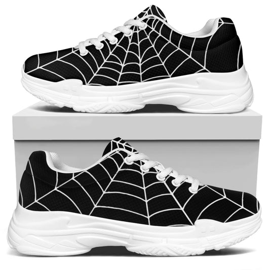 Black And White Cobweb Print White Chunky Shoes