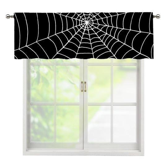 Black And White Cobweb Print Window Valance
