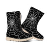 Black And White Cobweb Print Winter Boots