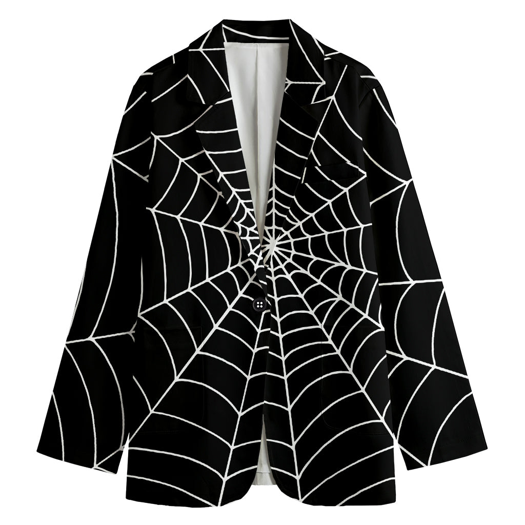 Black And White Cobweb Print Women's Blazer