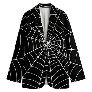 Black And White Cobweb Print Women's Blazer