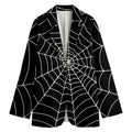Black And White Cobweb Print Women's Cotton Blazer