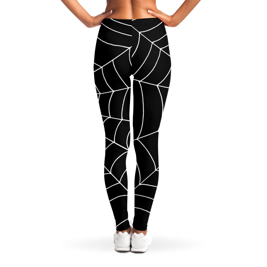 Black And White Cobweb Print Women's Leggings