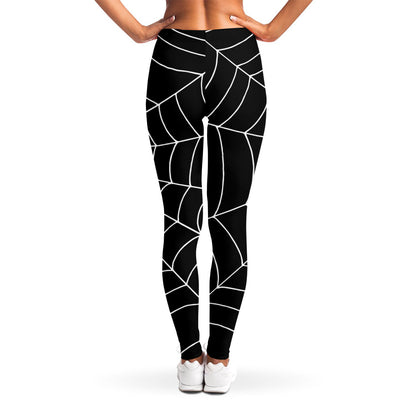 Black And White Cobweb Print Women's Leggings