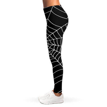 Black And White Cobweb Print Women's Leggings