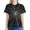 Black And White Cobweb Print Women's Polo Shirt