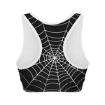 Black And White Cobweb Print Women's Sports Bra
