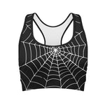 Black And White Cobweb Print Women's Sports Bra