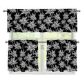 Black And White Coconut Tree Print 3 Piece Kitchen Curtains
