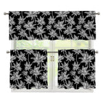 Black And White Coconut Tree Print 3 Piece Kitchen Curtains