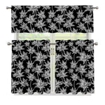 Black And White Coconut Tree Print 3 Piece Kitchen Curtains