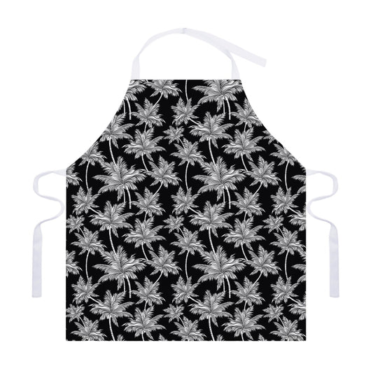 Black And White Coconut Tree Print Adjustable Apron