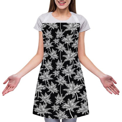 Black And White Coconut Tree Print Adjustable Apron