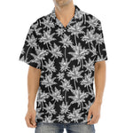 Black And White Coconut Tree Print Aloha Shirt