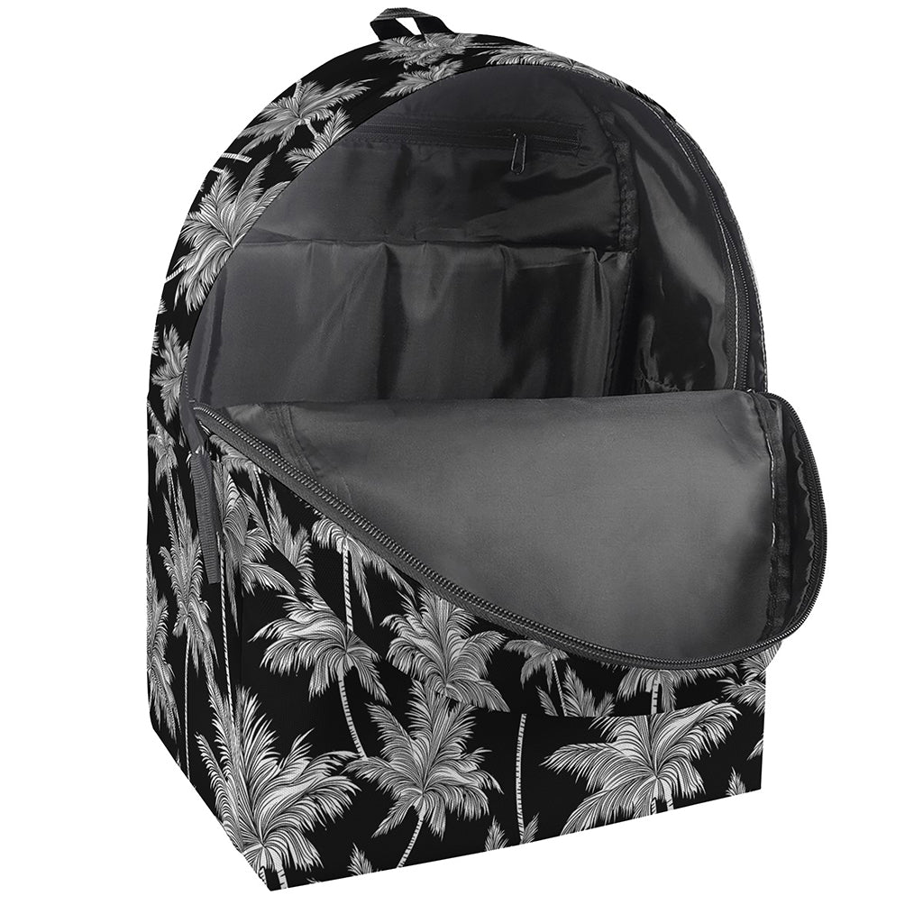 Black And White Coconut Tree Print Backpack