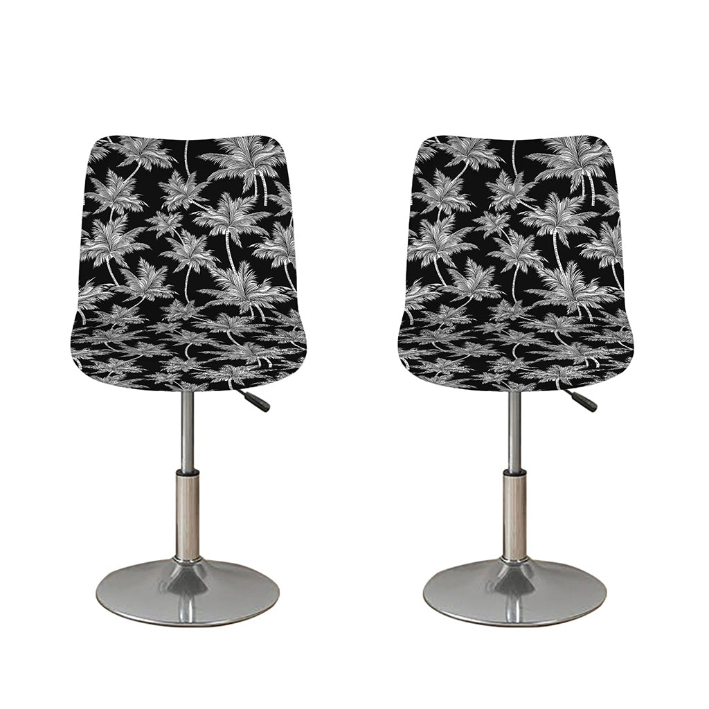 Black And White Coconut Tree Print Bar Stool Covers