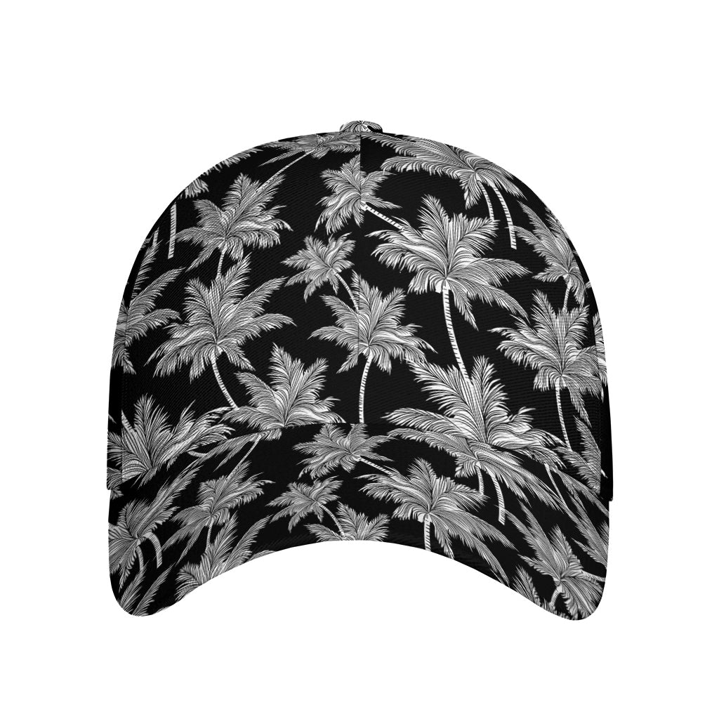 Black And White Coconut Tree Print Baseball Cap