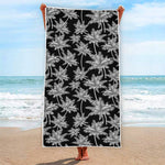 Black And White Coconut Tree Print Beach Towel
