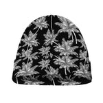 Black And White Coconut Tree Print Beanie