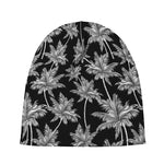 Black And White Coconut Tree Print Beanie