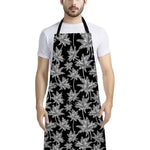 Black And White Coconut Tree Print Bib Apron With Pocket