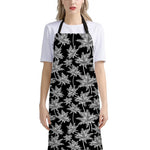 Black And White Coconut Tree Print Bib Apron With Pocket