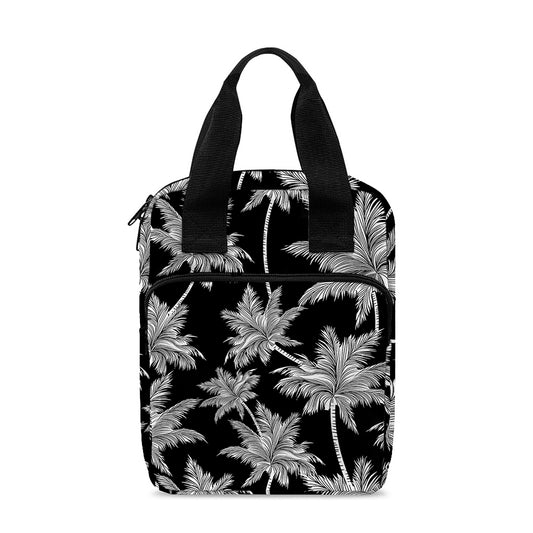 Black And White Coconut Tree Print Bible Tote Bag