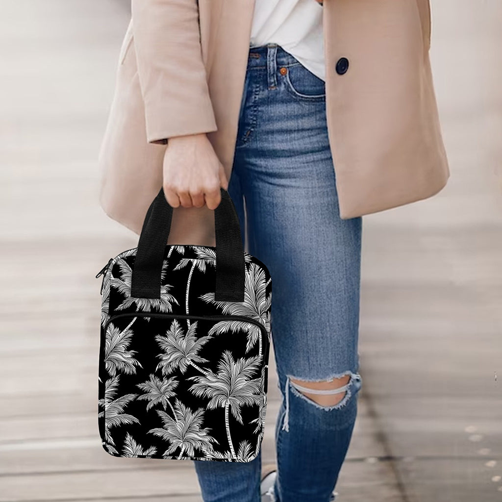 Black And White Coconut Tree Print Bible Tote Bag