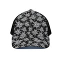 Black And White Coconut Tree Print Black Mesh Trucker Hat