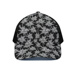 Black And White Coconut Tree Print Black Mesh Trucker Cap