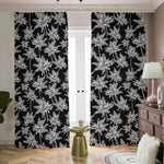 Black And White Coconut Tree Print Blackout Pencil Pleat Curtains