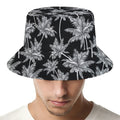Black And White Coconut Tree Print Bucket Hat