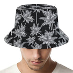 Black And White Coconut Tree Print Bucket Hat
