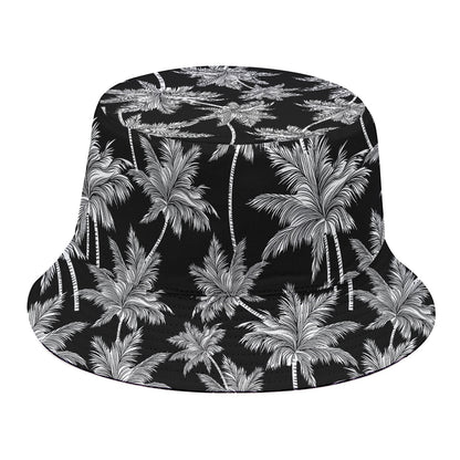 Black And White Coconut Tree Print Bucket Hat
