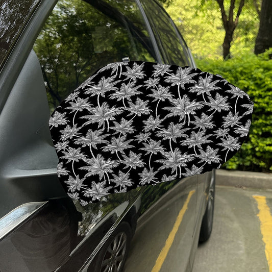 Black And White Coconut Tree Print Car Side Mirror Covers