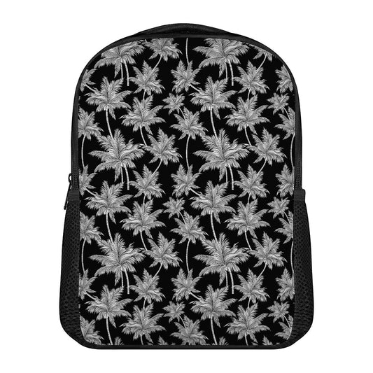 Black And White Coconut Tree Print Casual Backpack