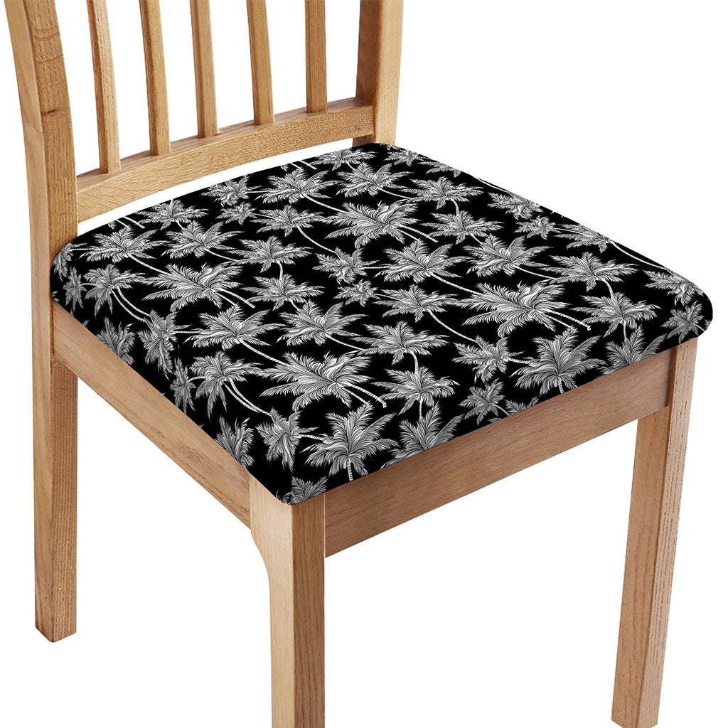 Black And White Coconut Tree Print Chair Cushion Cover