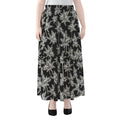 Black And White Coconut Tree Print Chiffon Maxi Skirt
