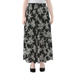 Black And White Coconut Tree Print Chiffon Maxi Skirt