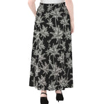 Black And White Coconut Tree Print Chiffon Maxi Skirt