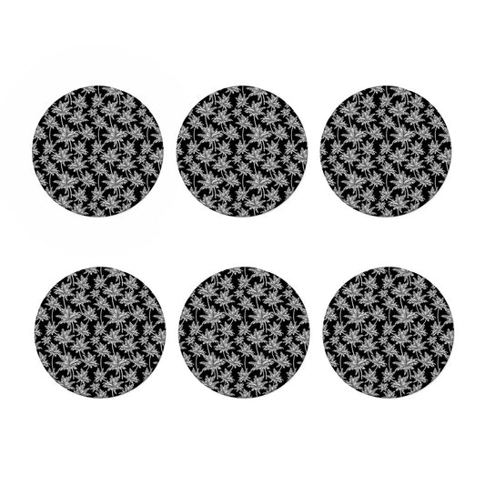 Black And White Coconut Tree Print Coaster Set