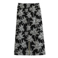Black And White Coconut Tree Print Cotton Front Slit Maxi Skirt