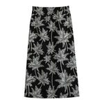 Black And White Coconut Tree Print Cotton Front Slit Maxi Skirt